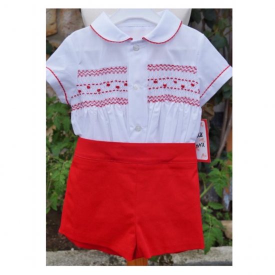 Red Smocked Sonata Short Set