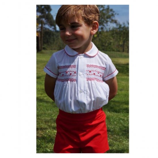 Red Smocked Sonata Short Set - Image 2