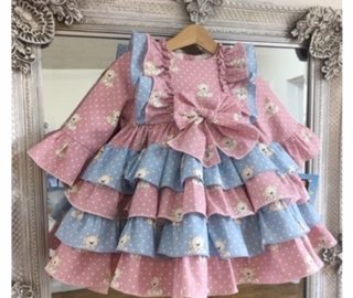 RB Teddy Print Ruffle Dress
