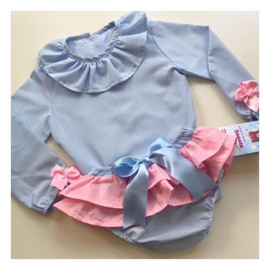 Blue & Pink Ruffle RB Skort