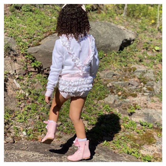 6Y Ela Pink Ruffle Romper - Image 2