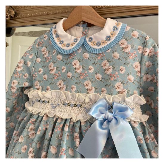 Sontata Blue Flores 14 Smocked