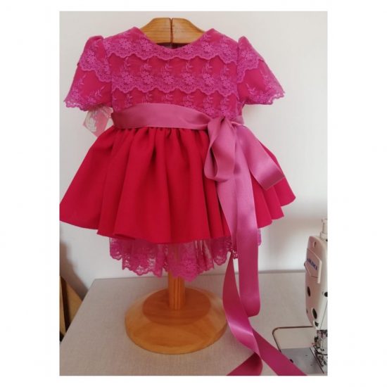 4Y 5Y Cerise Pink & Lace ML Dress