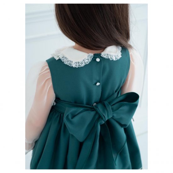 RB Green Bib Organza Dress - Image 2