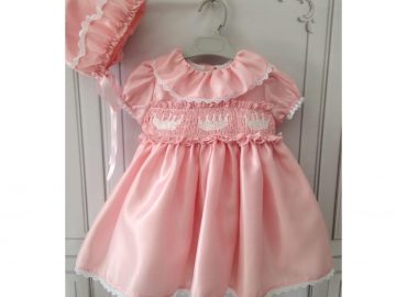 RB Pink Satin Smocked Crowns