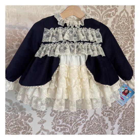 RB Navy & Lace Ruffle Dress - Image 4