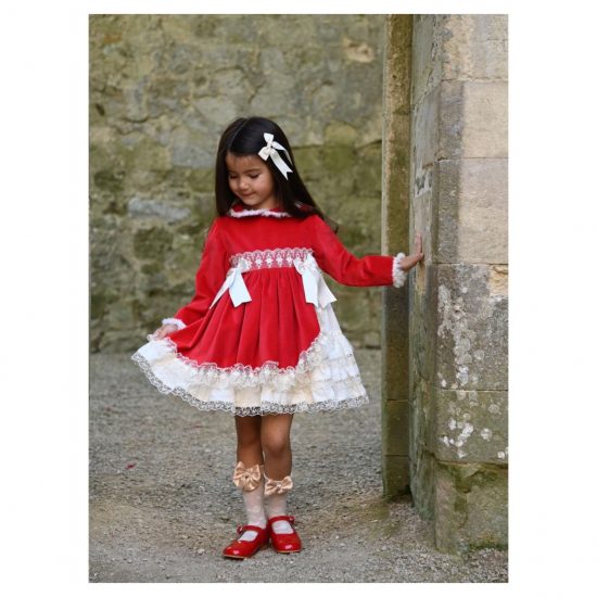 RB Red Velvet & Lace Dress - Image 2