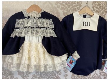 RB Navy & Lace Ruffle Dress