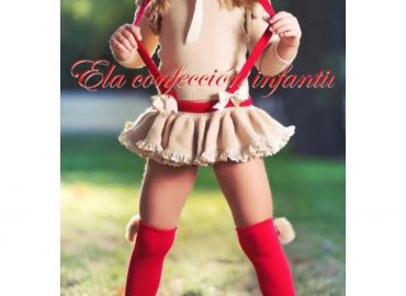 5Y Ela Camel & Red Romper Skort