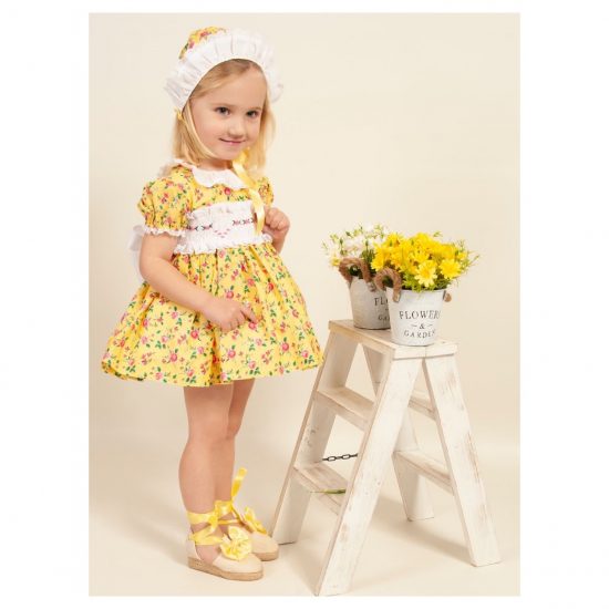 Sonata Yellow Floral Smocked VE22-26
