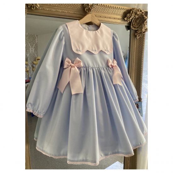 RB Rose Bib Blue Flower Dress