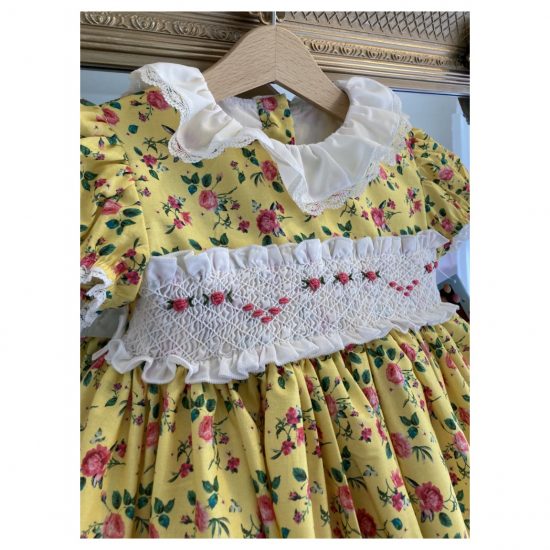 Sonata Yellow Floral Smocked VE22-26 - Image 3