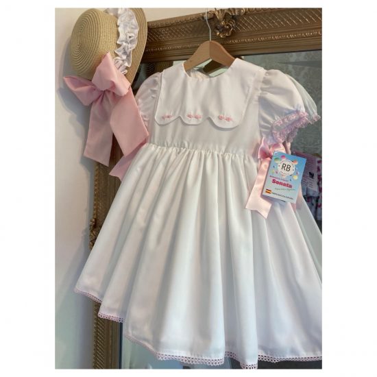 RB Rose Bib White Flower Dress - Image 4