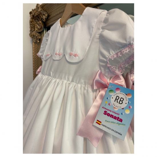 RB Rose Bib White Flower Dress