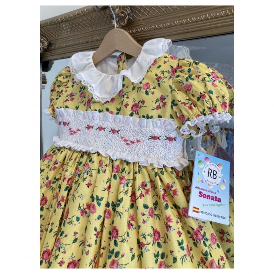 Sonata Yellow Floral Smocked VE22-26