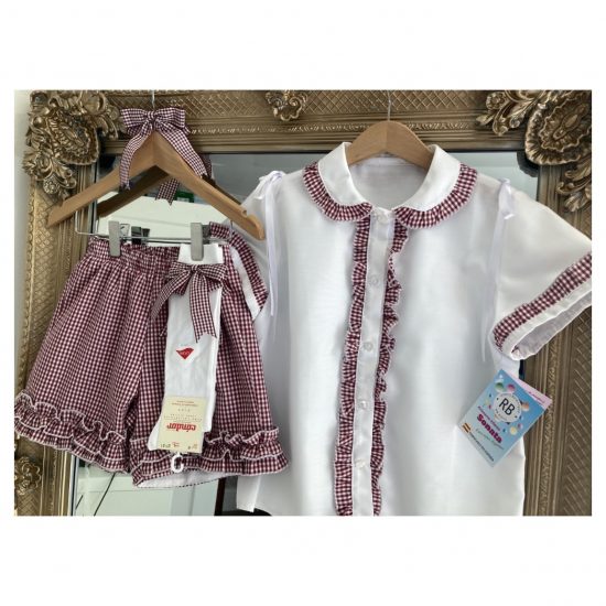 RB Burgundy Gingham Short Set