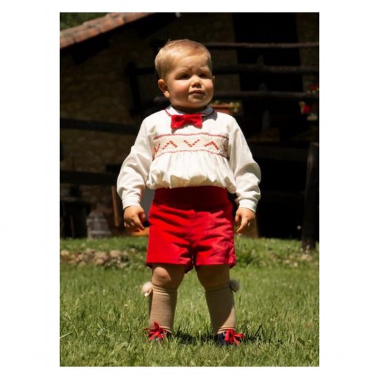 Sonata Red Velvet Smocked IN22-27 - Image 2
