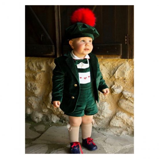 Sonata Green Velvet Smocked IN22-27 - Image 2
