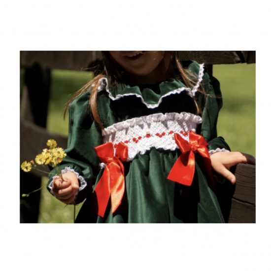 Sonata Green Velvet Smocked IN22-27 - Image 5