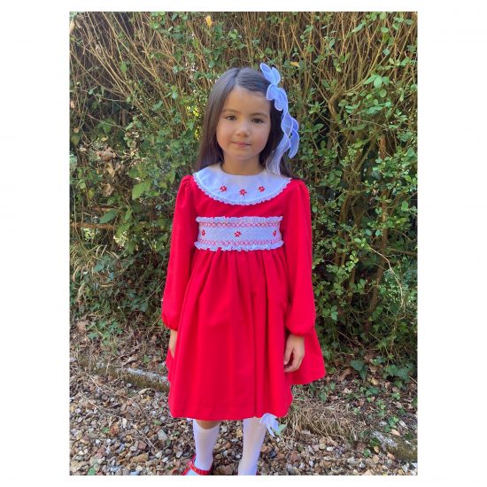 RB Red Smocked Dress GEIN22-10 - Image 3