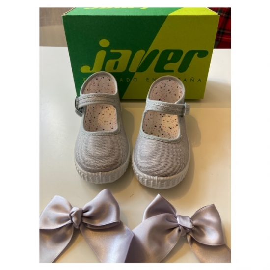 Grey Canvas Bow Size 26 (UK8.5)