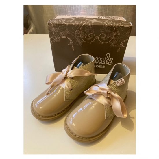 Bambi Beige Glitter Boots Size 24 (UK7)