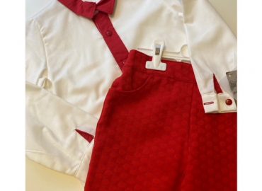 6Y Boys Cream & Red Short Set