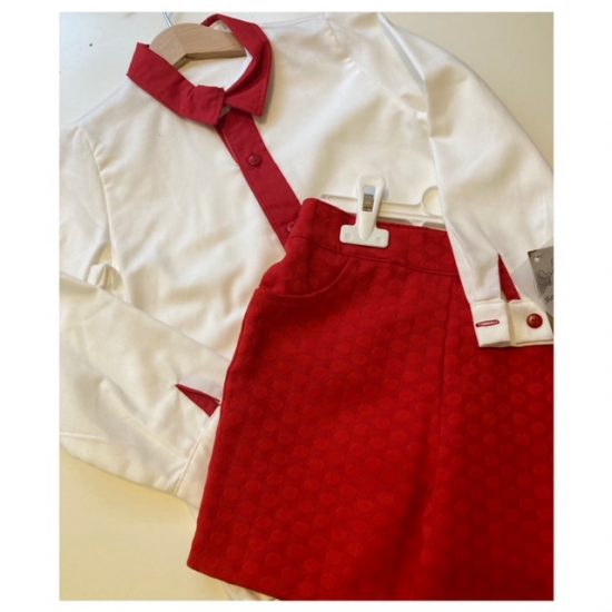 6Y Boys Cream & Red Short Set