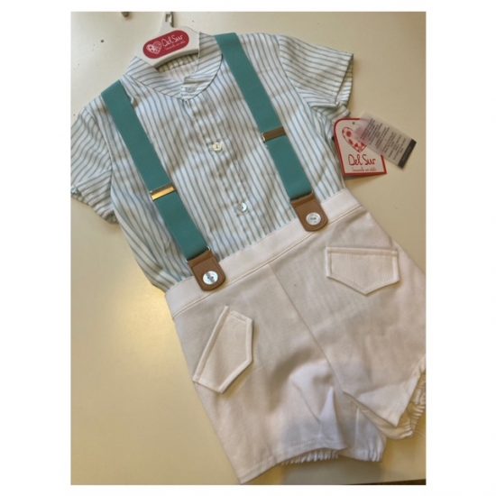 18M Mint Stripe Short Set