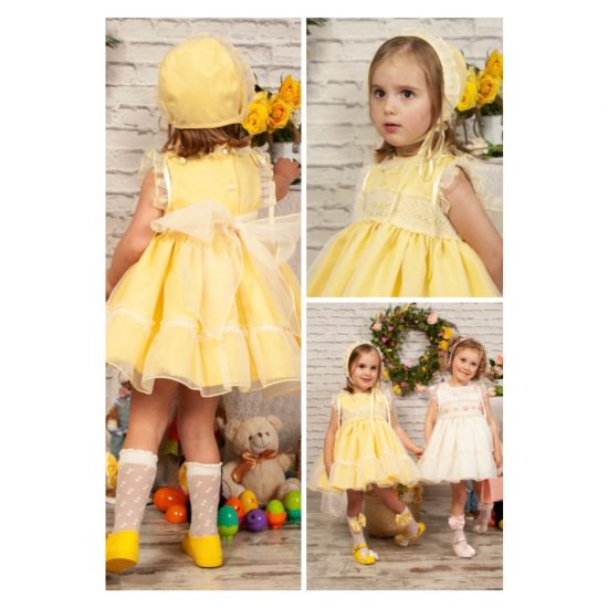 Sonata Yellow Smocked Flower Organza PC23-10 - Image 2