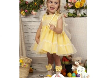 Sonata Yellow Smocked Flower Organza PC23-10