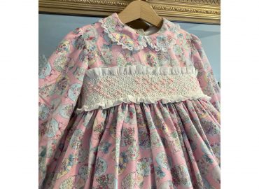 RB Easter Print Pink Bow Dress