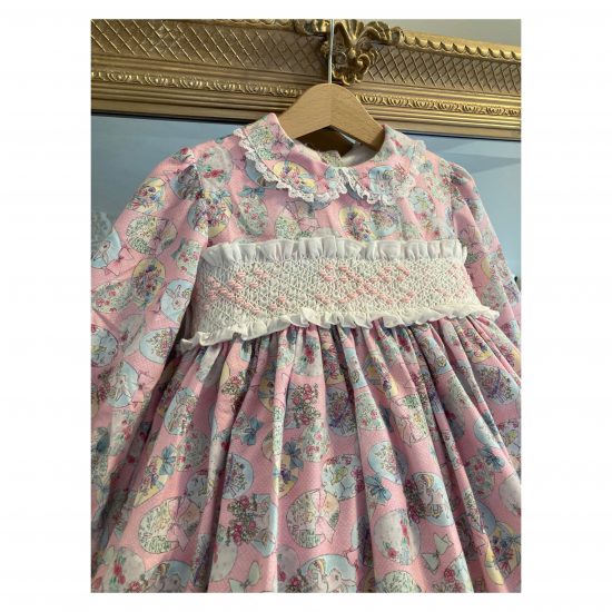 RB Easter Print Pink Bow Dress