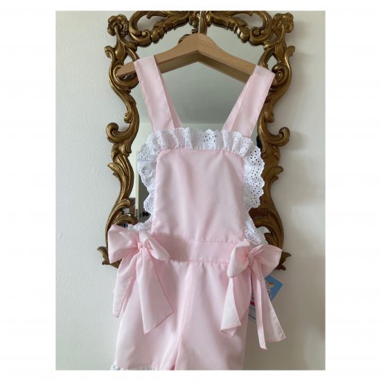 RB Baby Pink Bow Dungarees