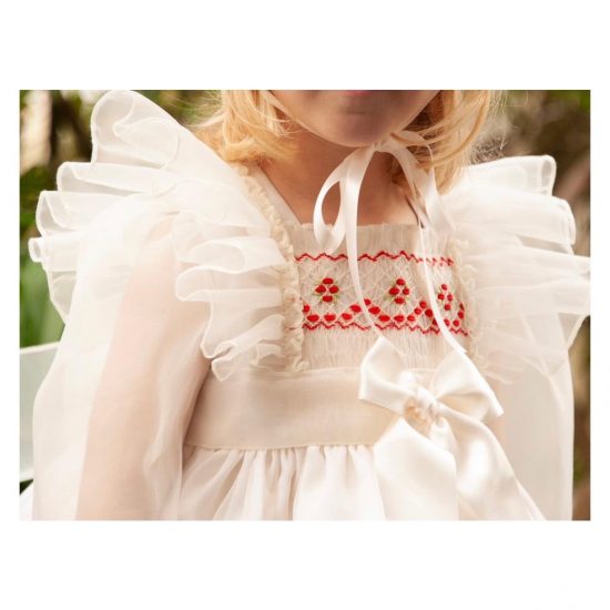 Sonata Red Smocking Dress IN23-07 - Image 2