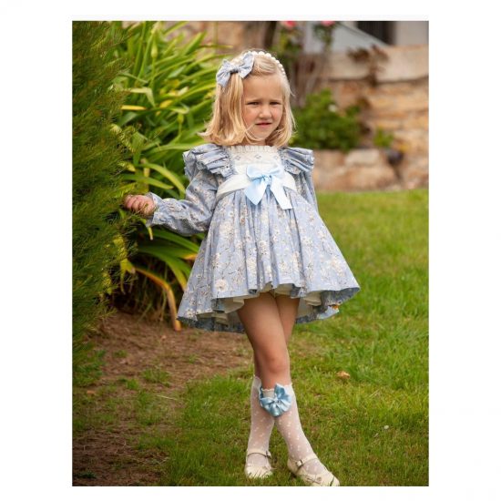 Sonata Blue Floral Smocked IN23-39