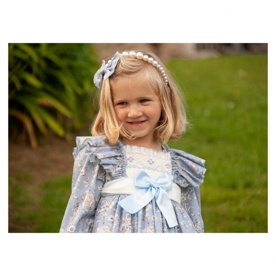 Sonata Blue Floral Smocked IN23-39 - Image 2