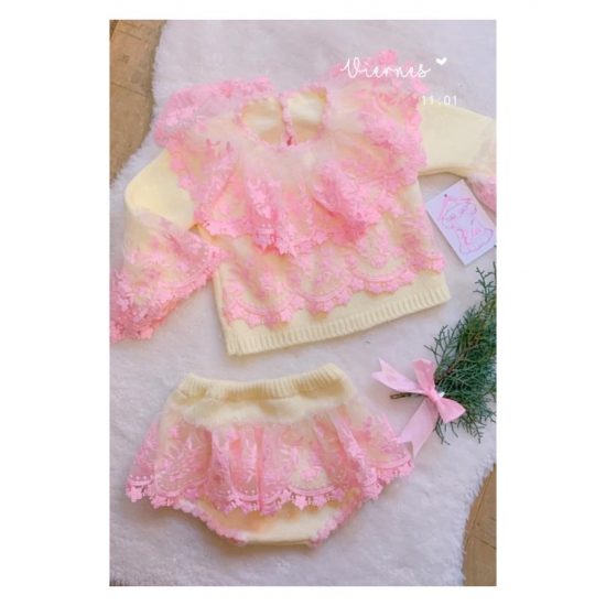 Ela Yellow & Pink Knitted Set