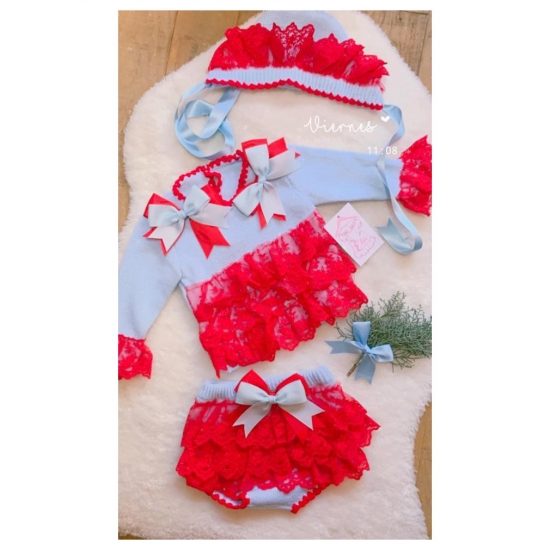 Ela Blue & Red Knitted Set - Image 2