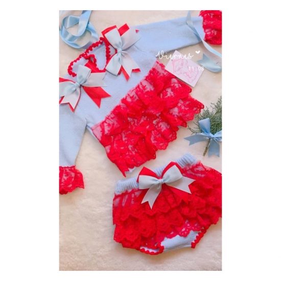 Ela Blue & Red Knitted Set