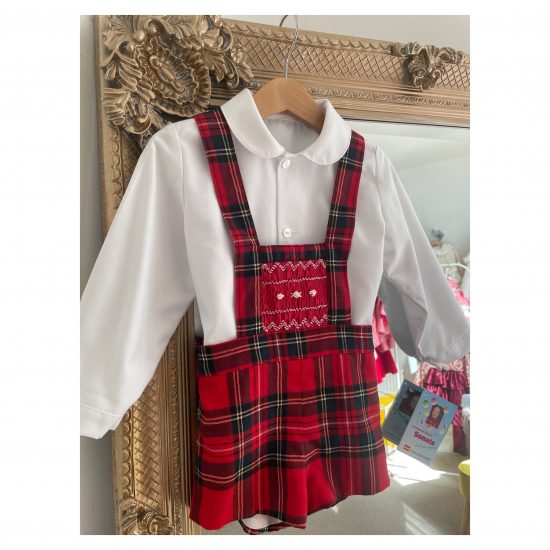 RB Boys Red Tartan Smocked Set