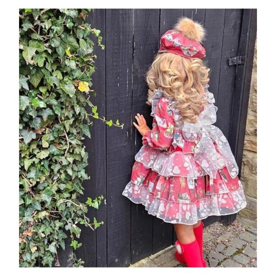 Sonata Red Christmas Print Dress IN23 - Image 3