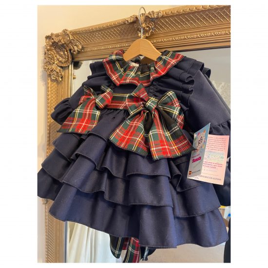 RB Navy & Tartan Ruffle Dress - Image 3