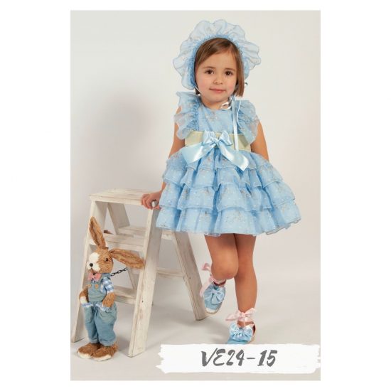 Sonata Blue Ruffle Dress VE24-15