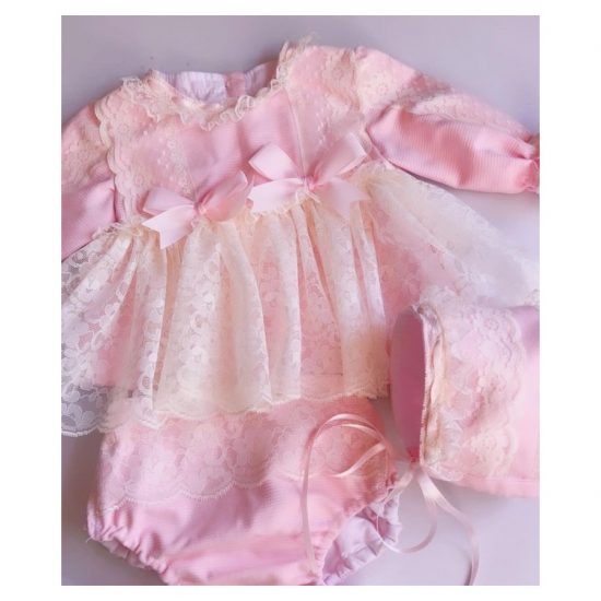 Ela Baby Pink Lace Dress Set