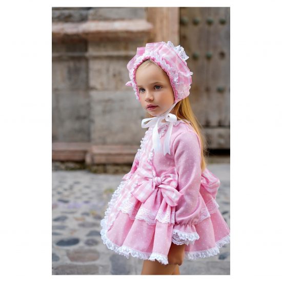 Ela Pink Dotty & Checked Dress