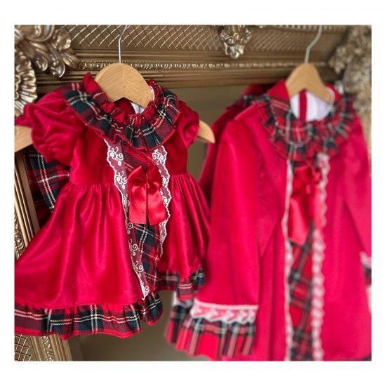 RB Red Velvet & Tartan Puffball Dress