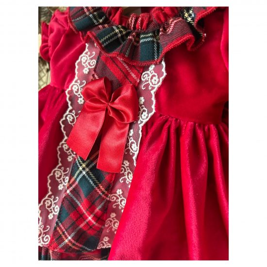 RB Red Velvet & Tartan Puffball Dress - Image 2
