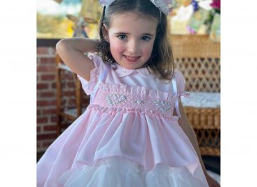 Sonata Pink Heart Smocked Dress VE25-12